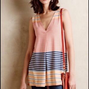 Women’s Anthropologie Deletta Striped Crescent Beach Tunic Top Size Extra Small
